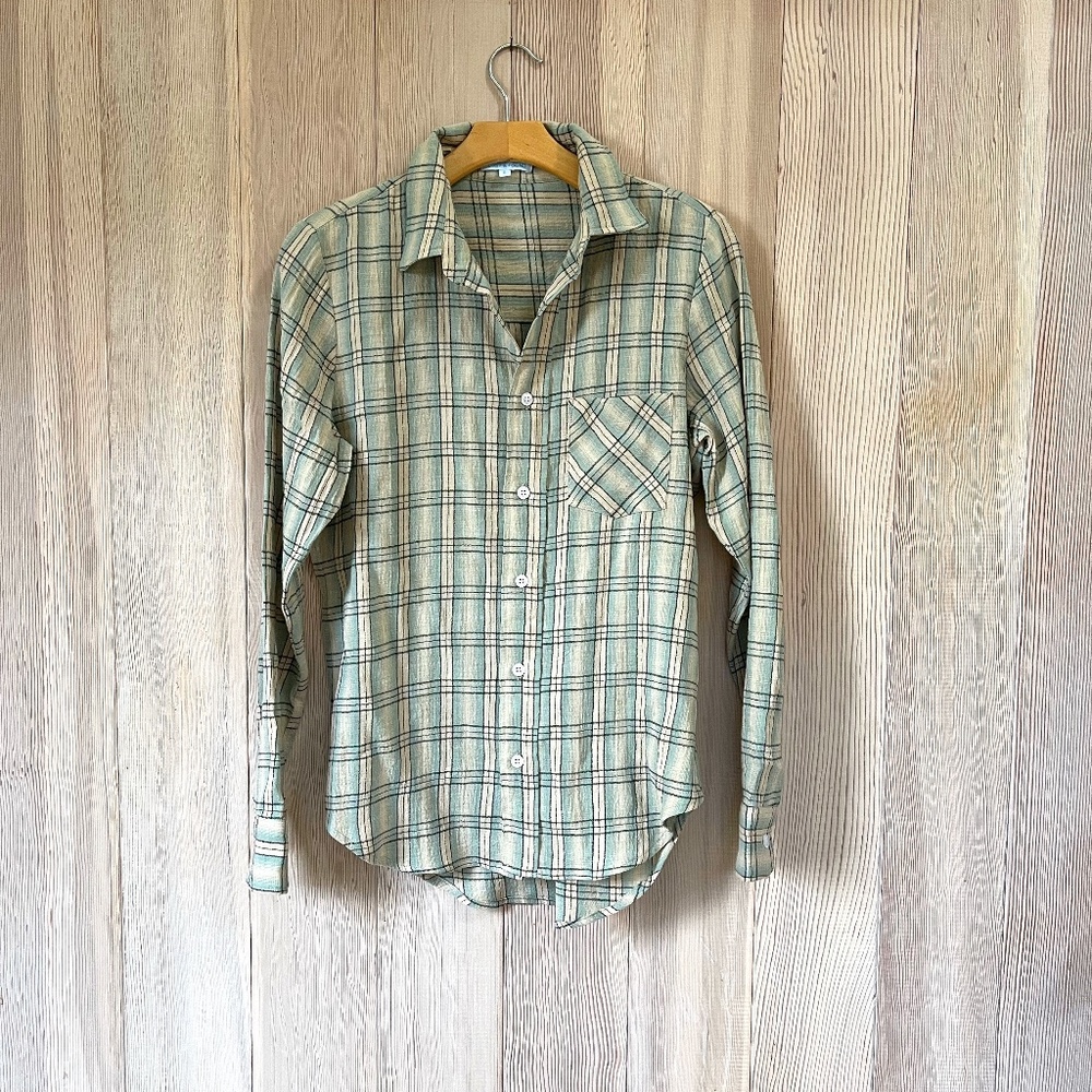 Lost & Found Plaid Cotton Button Up, Size S, NWOT
